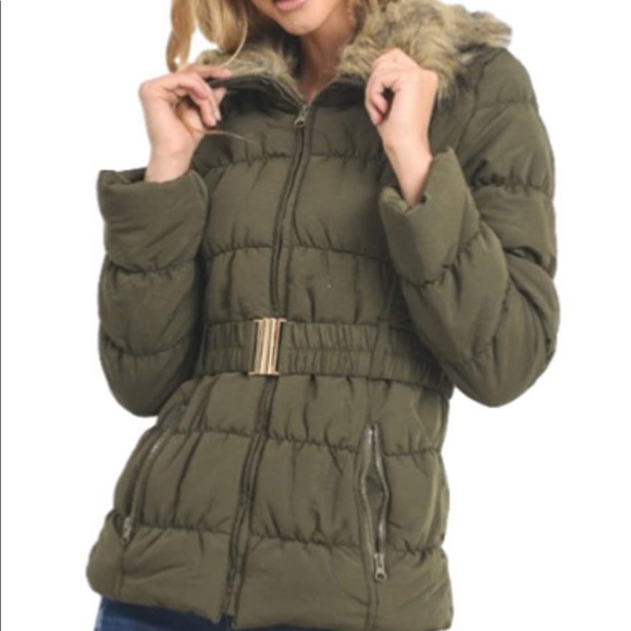 New! Olive puffer Jacket! (F0070) - Picture 6 of 7